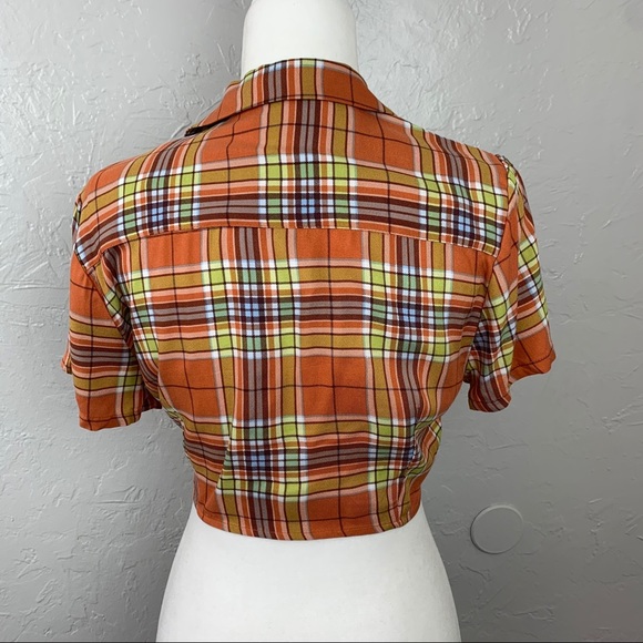 NWT Forever 21 plaid tie front crop top sz Large - Picture 4 of 8